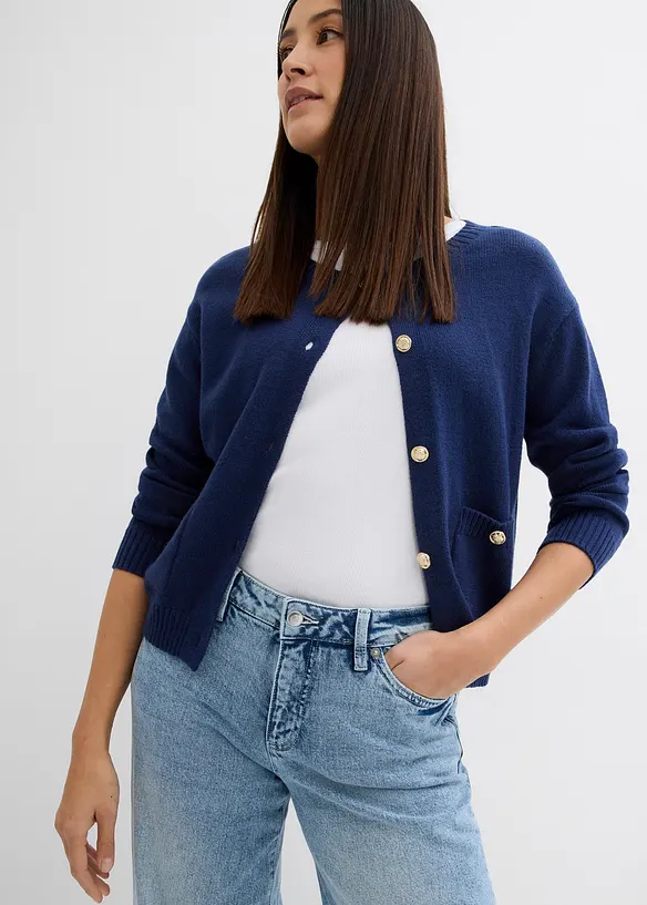 Jeans wide leg lunghi, low strech, vita media, bonprix