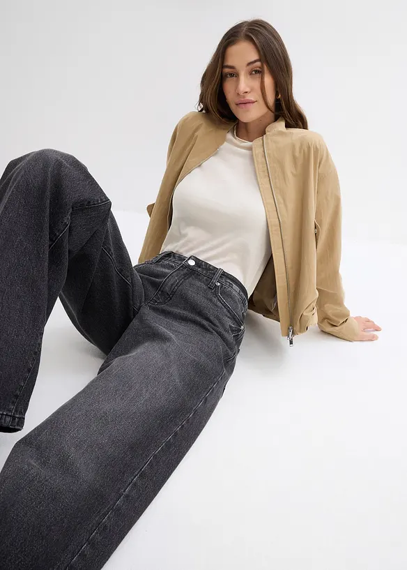 Jeans wide leg lunghi, low strech, vita media, bonprix