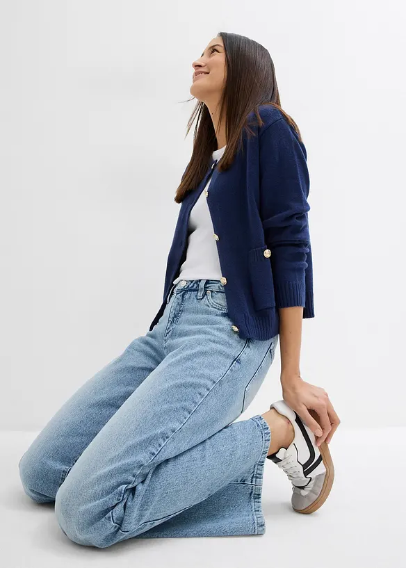 Jeans wide leg lunghi, low strech, vita media, bonprix