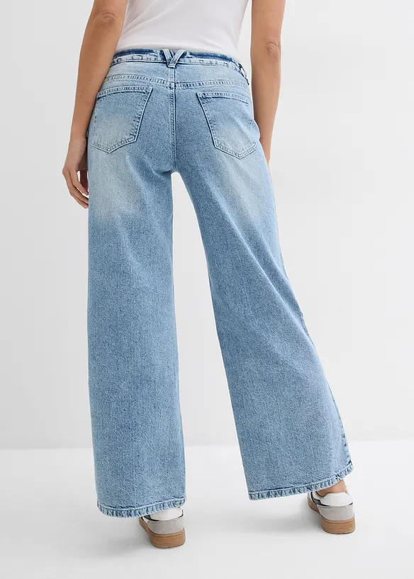 Jeans wide leg lunghi, low strech, vita media, bonprix