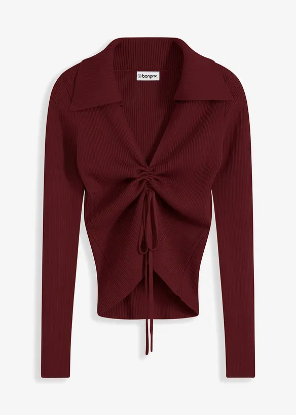 Maglione a coste con arricciatura, bonprix