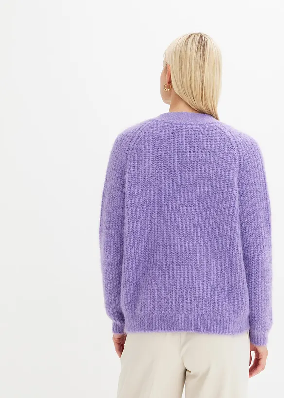 Cardigan a coste in filato grosso con effetto lucido, bonprix