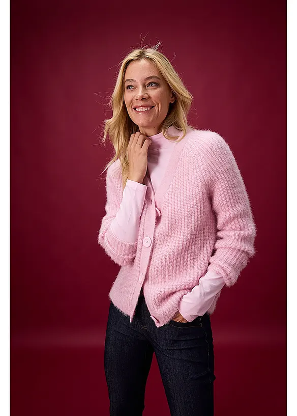 Cardigan a coste in filato grosso, bonprix