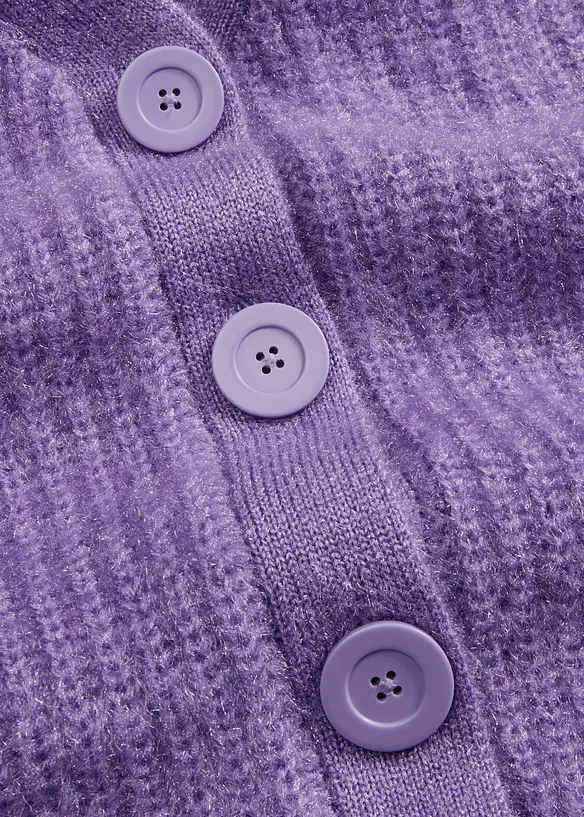 Cardigan a coste in filato grosso con effetto lucido, bonprix