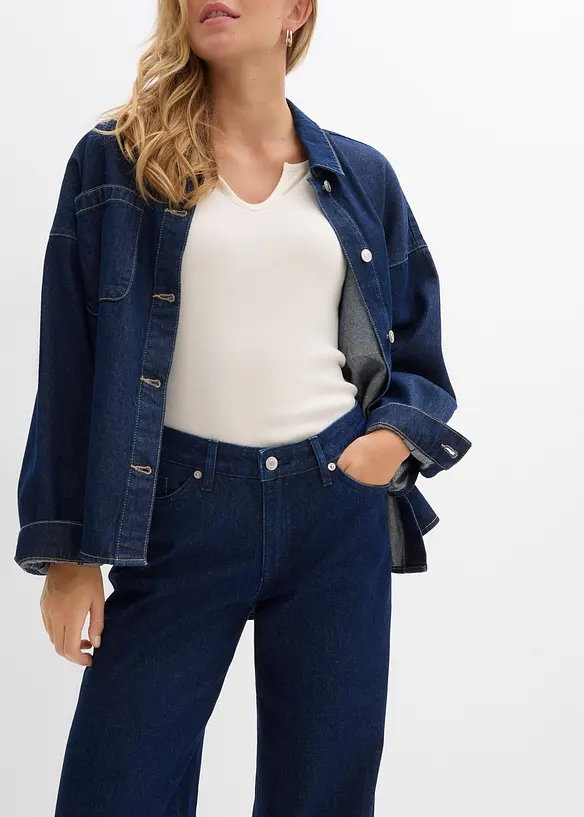 Jeans wide leg lunghi, low strech, vita media, bonprix