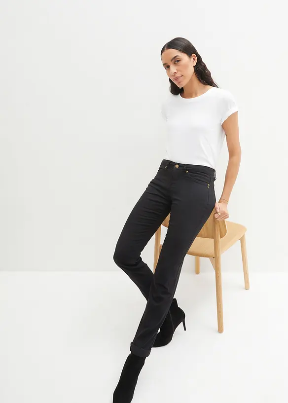 Jeans elasticizzati straight, vita media, bonprix