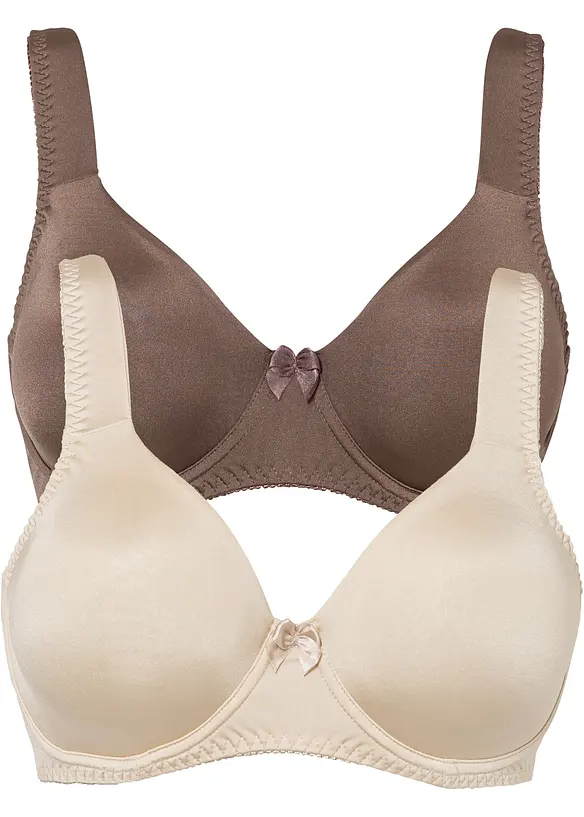 Reggiseno t-shirt con ferretto ed effetto lucido (pacco da 2), bonprix