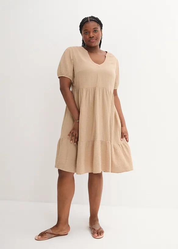Abito oversize in mussola di cotone, bonprix