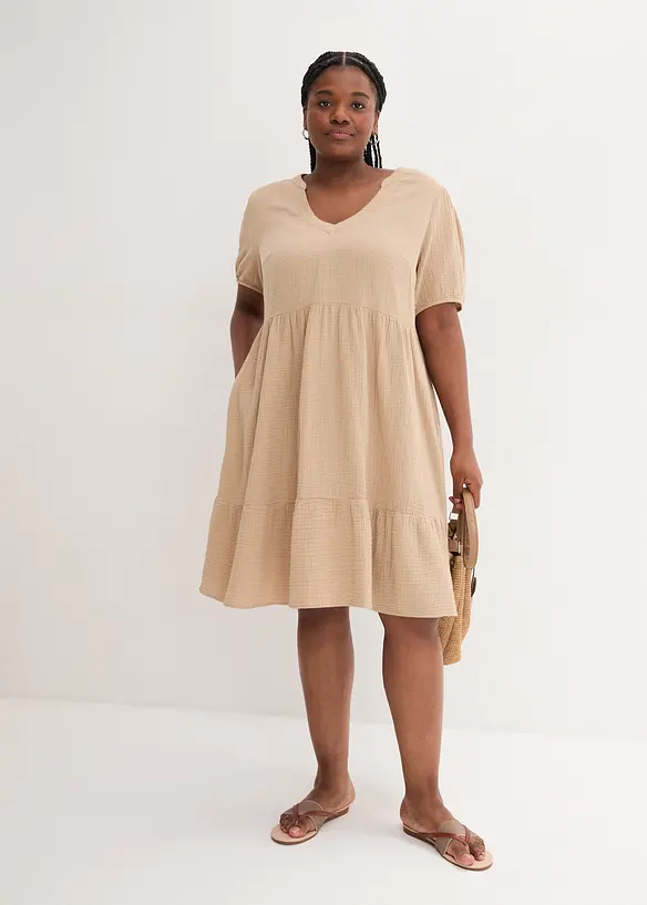 Abito oversize in mussola di cotone, bonprix