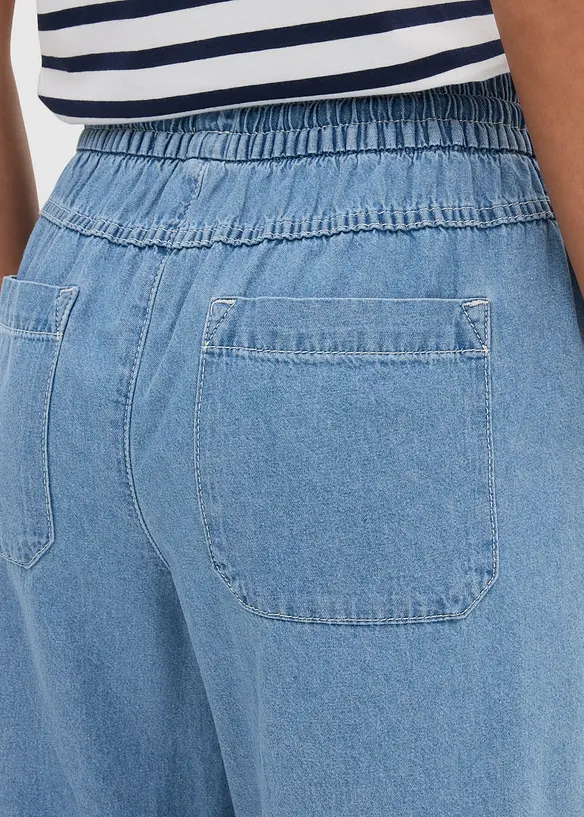 Jeans wide leg con cinta comoda, vita media, bonprix