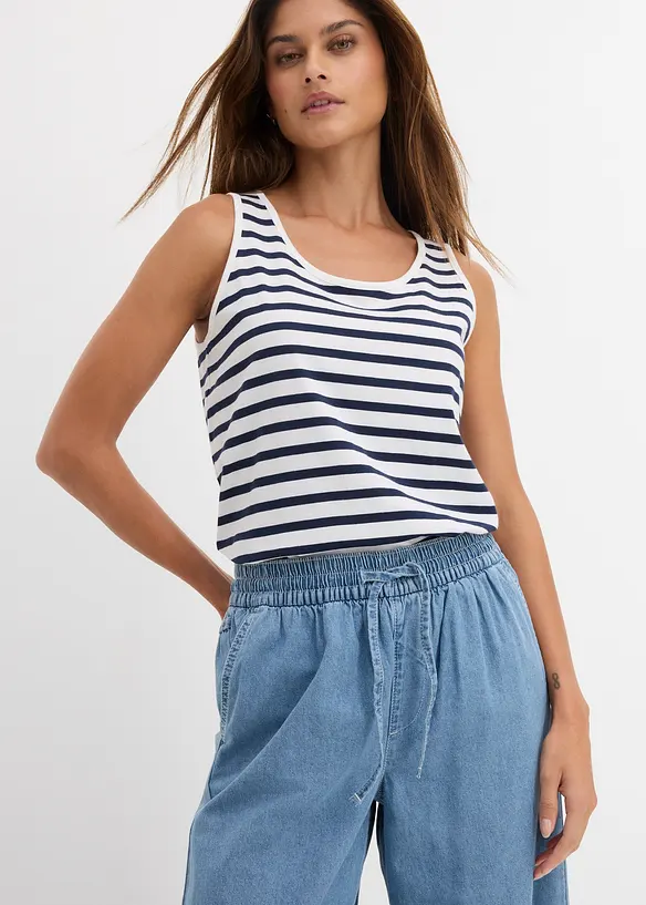 Jeans wide leg con cinta comoda, vita media, bonprix