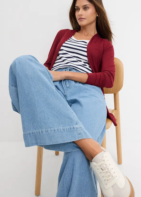 Jeans wide leg con cinta comoda, vita media, bonprix