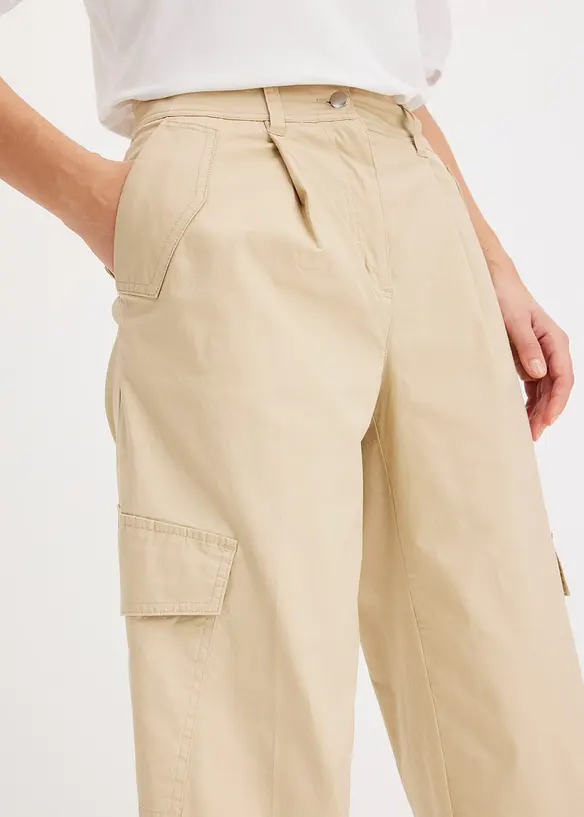 Pantaloni cargo in cotone elasticizzato, bonprix