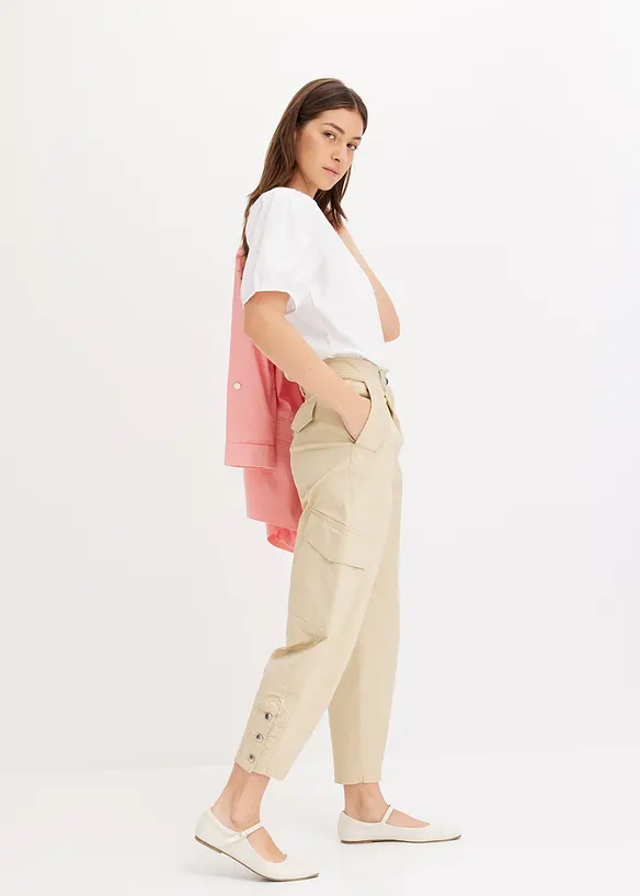Pantaloni cargo in cotone elasticizzato, bonprix