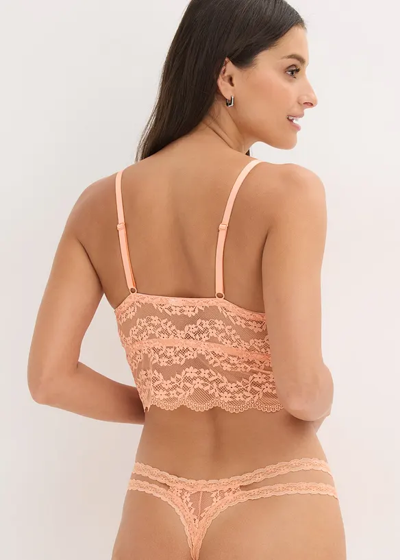 Reggiseno bustier senza ferretto con pizzo floreale, bonprix