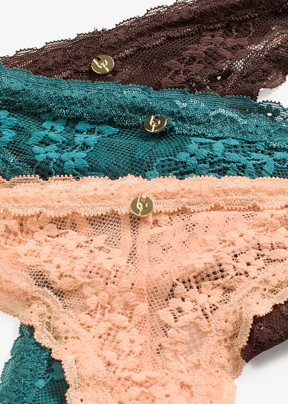 Tanga con pizzo floreale (pacco da 3), bonprix