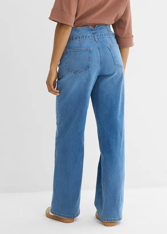 Jeans wide leg in cotone biologico, vita alta, bonprix