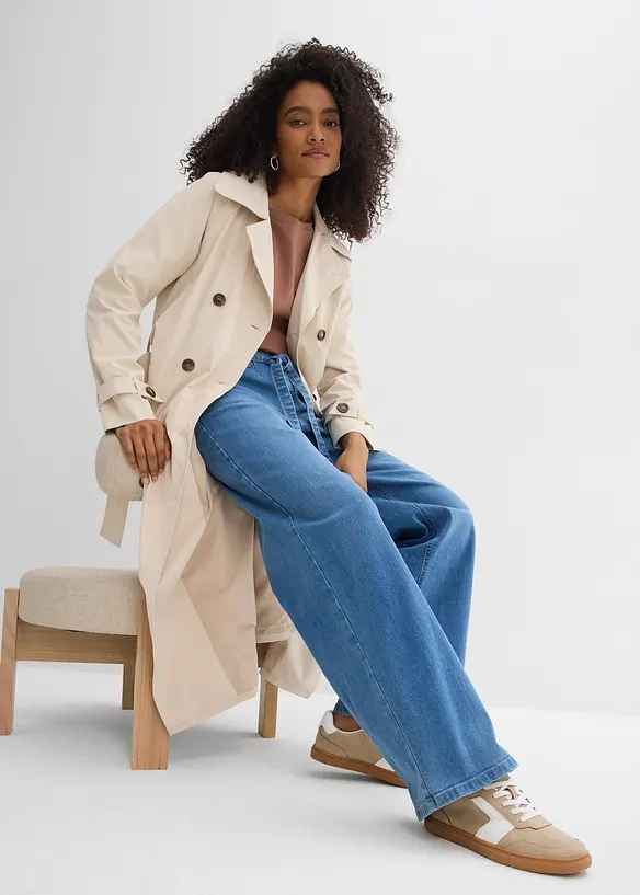 Jeans wide leg in cotone biologico, vita alta, bonprix