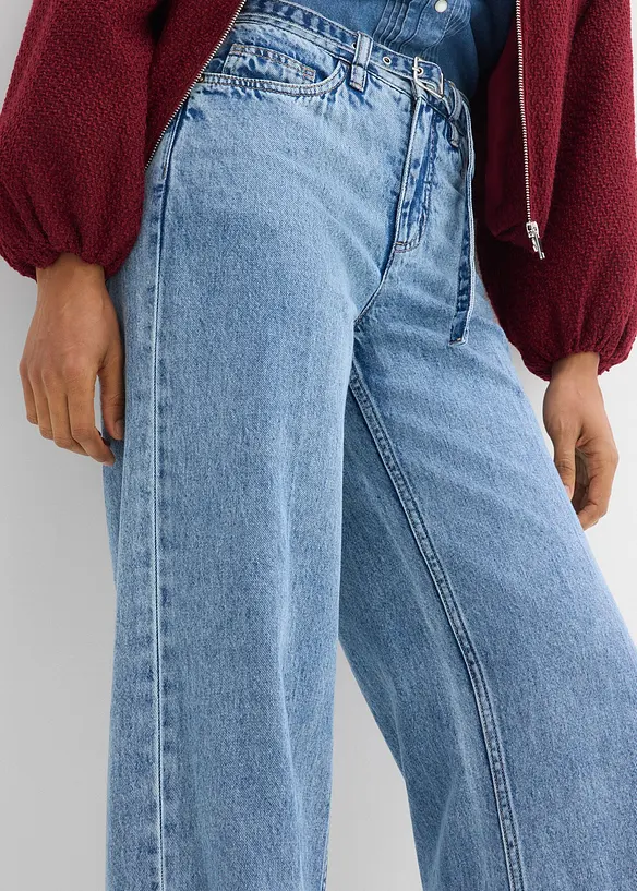 Jeans straight loose fit, vita media, bonprix