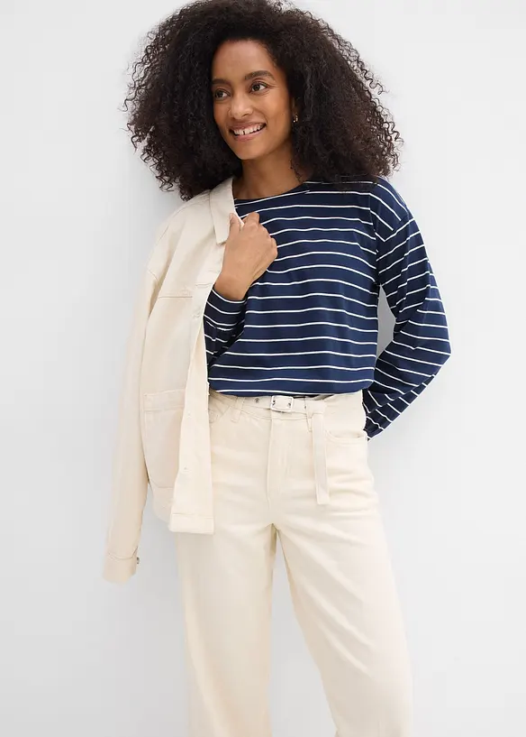 Jeans straight loose fit, vita media, bonprix