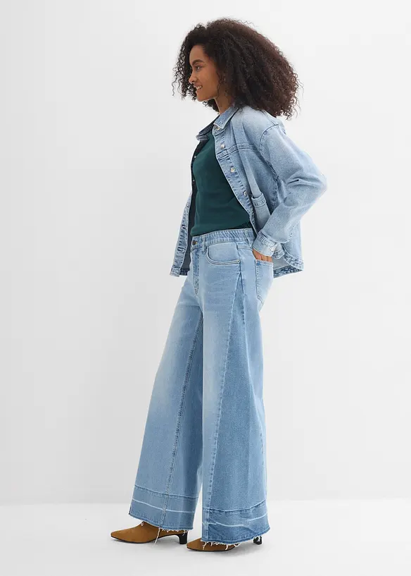 Jeans wide leg, vita media, bonprix
