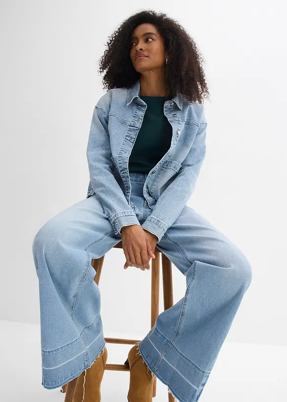 Jeans wide leg, vita media, bonprix