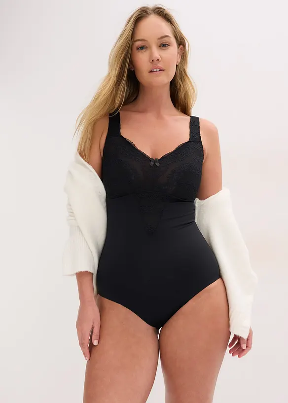 Body senza ferretto con pizzo ed effetto modellante medio, bonprix