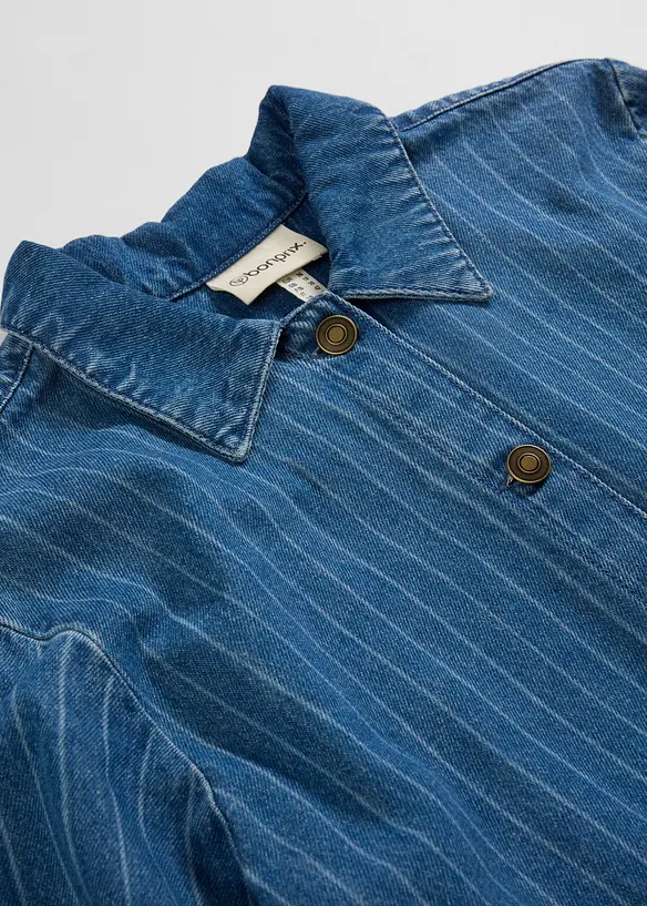 Abito di jeans a maniche lunghe con righe, bonprix