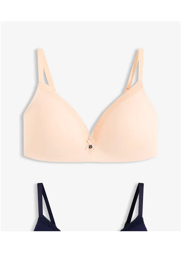Reggiseno senza ferretto con coppe preformate e cotone biologico (pacco da 2), bonprix