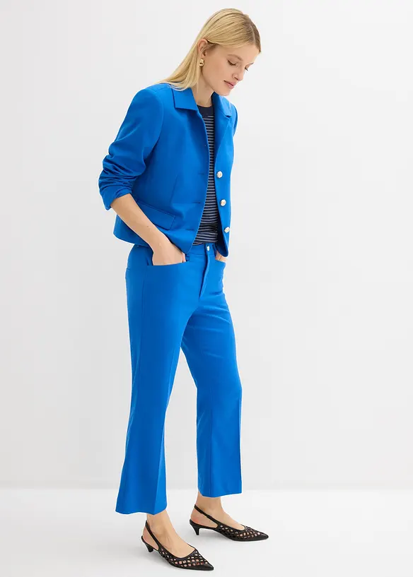 Pantaloni cropped svasati con bottone decorativo, bonprix