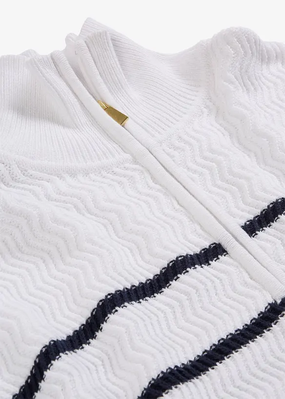 Maglione con collo alto e zip in misto cotone, bonprix