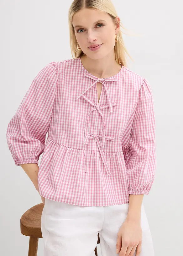 Blusa con allacciatura a fiocchetti, bonprix