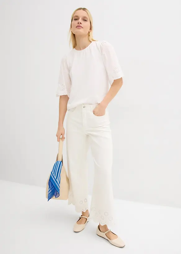 Pantaloni culotte in misto cotone elasticizzato, bonprix