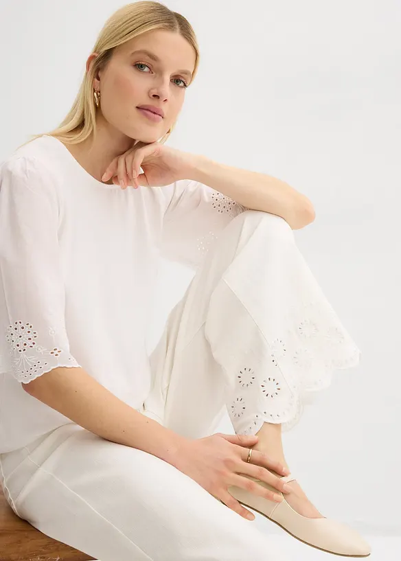 Pantaloni culotte in misto cotone elasticizzato, bonprix