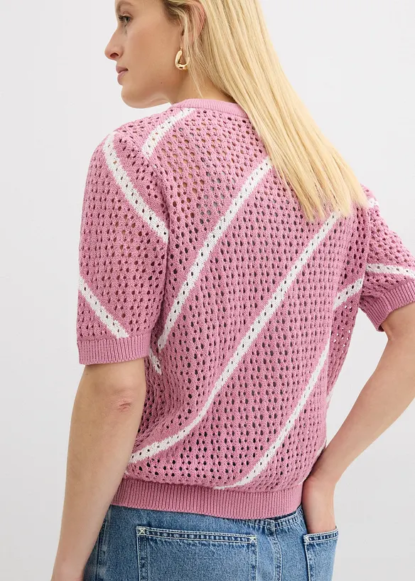 Maglione traforato in puro cotone, bonprix