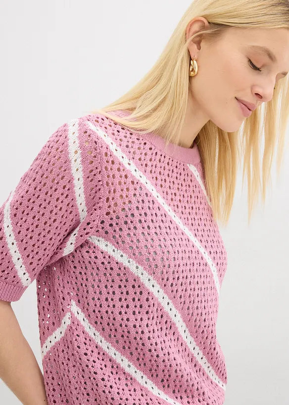 Maglione traforato in puro cotone, bonprix