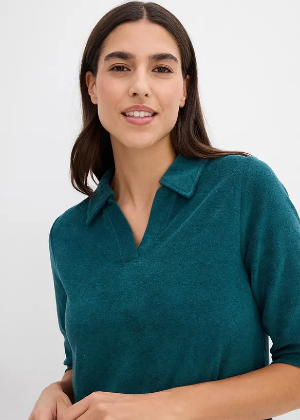 Abito in spugna al ginocchio con colletto polo, bonprix