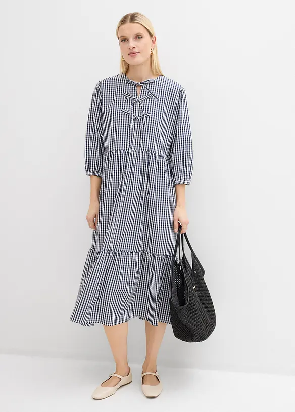 Abito midi in misto cotone elasticizzato, bonprix