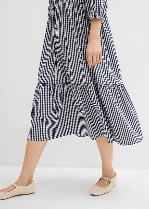 Abito midi in misto cotone elasticizzato, bonprix