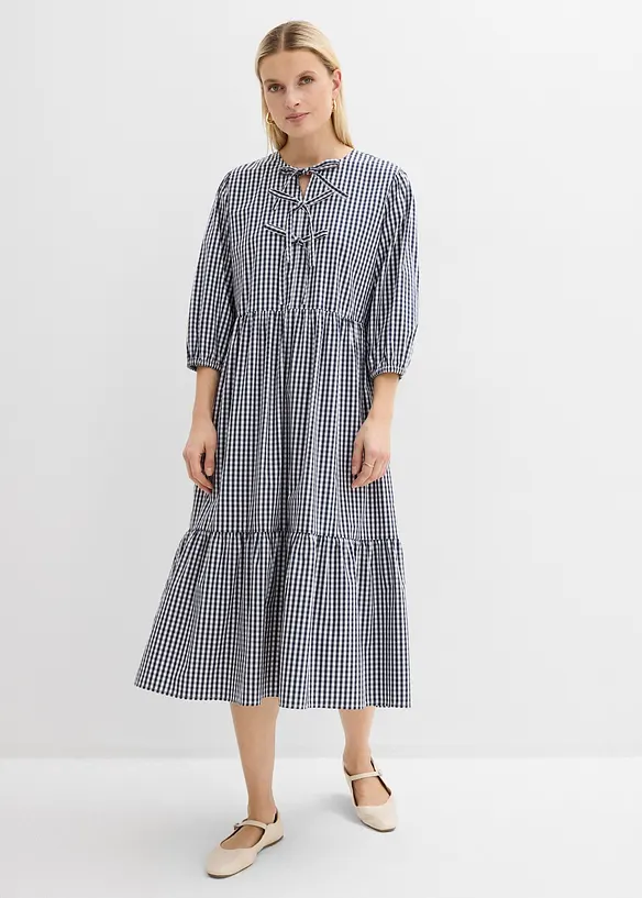 Abito midi in misto cotone elasticizzato, bonprix