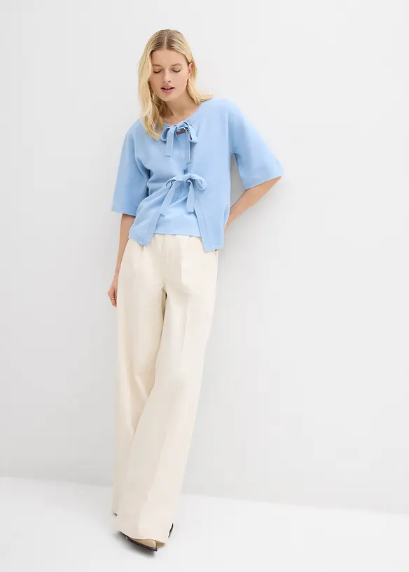 Cardigan in filato fine con fiocchetti, bonprix