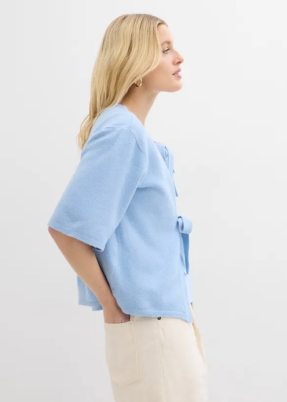 Cardigan in filato fine con fiocchetti, bonprix