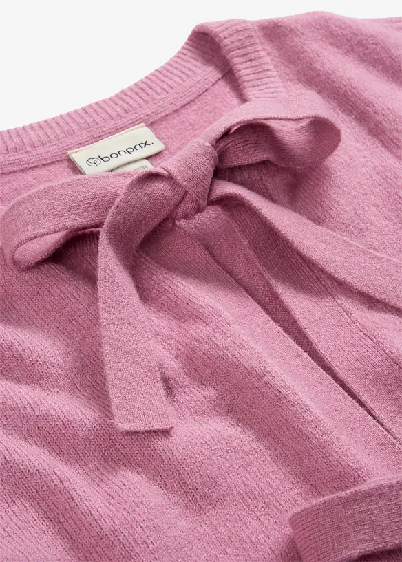 Cardigan in filato fine con fiocchetti, bonprix