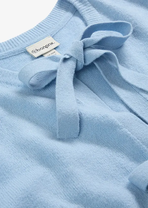 Cardigan in filato fine con fiocchetti, bonprix