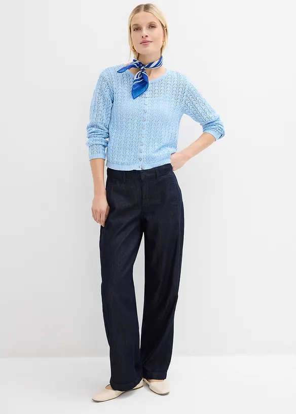 Cardigan traforato in puro cotone, bonprix