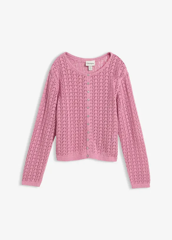 Cardigan traforato in puro cotone, bonprix