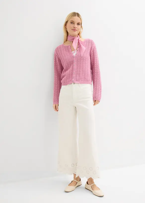 Cardigan traforato in puro cotone, bonprix