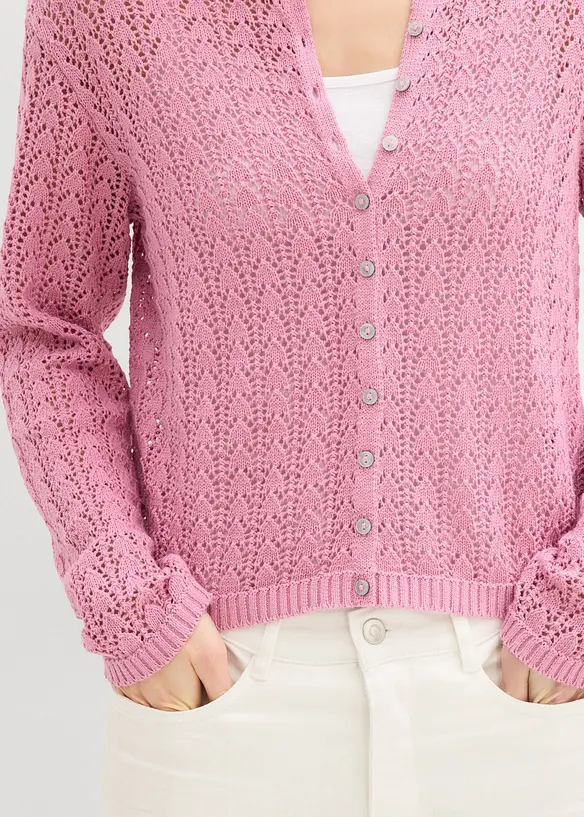 Cardigan traforato in puro cotone, bonprix