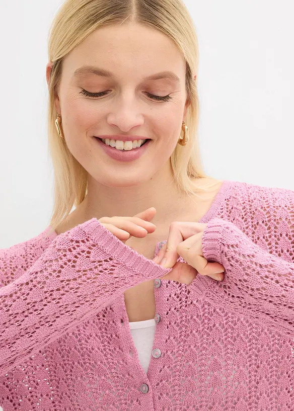 Cardigan traforato in puro cotone, bonprix