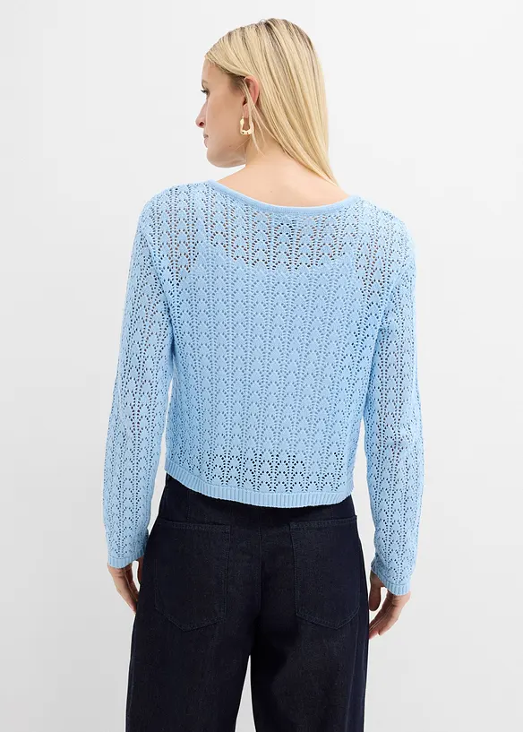 Cardigan traforato in puro cotone, bonprix